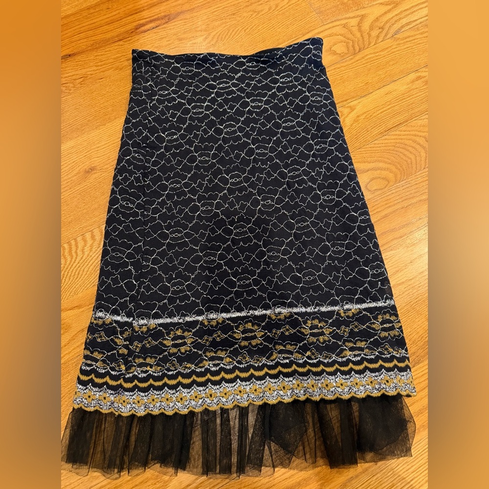 Elegant Black and Gold Lace Skirt